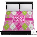 Pink & Green Argyle Duvet Cover - Full / Queen (Personalized)