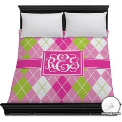 Pink & Green Argyle Duvet Cover - Full / Queen (Personalized)