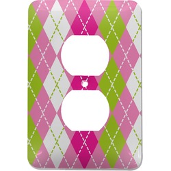 Pink & Green Argyle Electric Outlet Plate