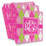 Pink & Green Argyle 3 Ring Binder - Full Wrap (Personalized)