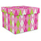 Pink & Green Argyle Gift Boxes with Lid - Canvas Wrapped - X-Large - Front/Main