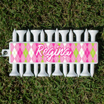 Pink & Green Argyle Golf Tees & Ball Markers Set (Personalized)