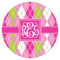 Pink & Green Argyle Icing Circle - Medium - Single