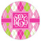 Pink & Green Argyle Icing Circle - Small - Single