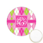 Pink & Green Argyle Printed Cookie Topper - 1.25" (Personalized)