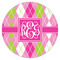 Pink & Green Argyle Icing Circle - XSmall - Single