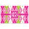 Pink & Green Argyle Indoor / Outdoor Rug - 5'x8' - Front Flat