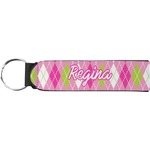 Pink & Green Argyle Neoprene Keychain Fob (Personalized)