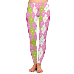 Pink & Green Argyle Ladies Leggings - Extra Small