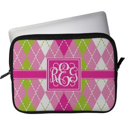 Pink & Green Argyle Laptop Sleeve / Case (Personalized)