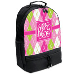 Pink & Green Argyle Backpacks - Black (Personalized)