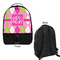 Pink & Green Argyle Large Backpack - Black - Front & Back View