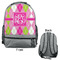 Pink & Green Argyle Large Backpack - Gray - Front & Back View