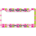 Pink & Green Argyle License Plate Frame - Style B (Personalized)