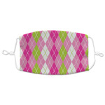 Pink & Green Argyle Adult Cloth Face Mask - XLarge