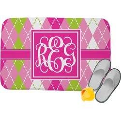 Pink & Green Argyle Memory Foam Bath Mat (Personalized)