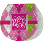 Pink & Green Argyle Burp Pad - Velour w/ Monogram