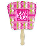 Pink & Green Argyle Paper Fan (Personalized)