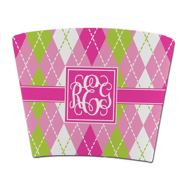 Custom Pink & Green Argyle Party Cup Sleeve - without bottom (Personalized)