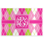 Pink & Green Argyle Disposable Paper Placemats (Personalized)