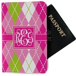 Pink & Green Argyle Passport Holder - Fabric (Personalized)