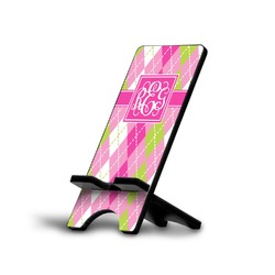 Pink & Green Argyle Cell Phone Stand (Large) (Personalized)