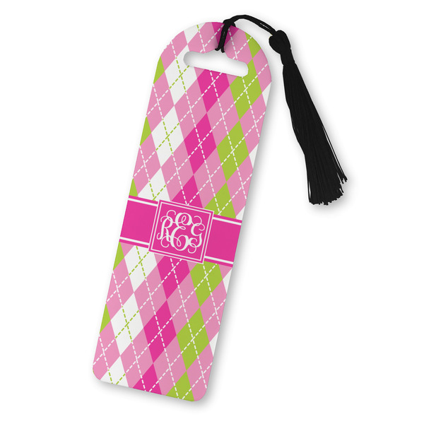 Custom Pink & Green Argyle Plastic Bookmark (Personalized)