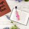 Pink & Green Argyle Plastic Bookmarks - In Context