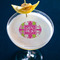 Pink & Green Argyle Printed Drink Topper - Small - In Context