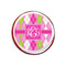 Pink & Green Argyle Printed Icing Circle - XSmall - On Cookie