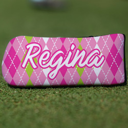 Pink & Green Argyle Blade Putter Cover (Personalized)