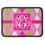 Pink & Green Argyle Iron On Rectangle Patch w/ Monogram