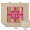 Pink & Green Argyle Reusable Cotton Grocery Bag - Front & Back View