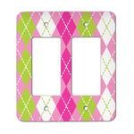 Pink & Green Argyle Rocker Style Light Switch Cover - Two Switch