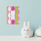 Pink & Green Argyle Rocker Light Switch Covers - Single - IN CONTEXT