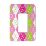 Pink & Green Argyle Rocker Style Light Switch Cover - Single Switch