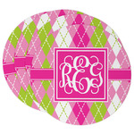 Pink & Green Argyle Round Paper Coasters w/ Monograms