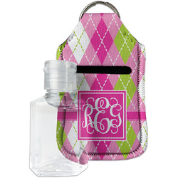 Pink & Green Argyle Hand Sanitizer & Keychain Holder - Small (Personalized)
