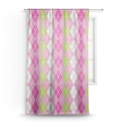 Pink & Green Argyle Sheer Curtain - 50"x84"