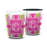 Pink & Green Argyle Ceramic Shot Glass - 1.5 oz (Personalized)