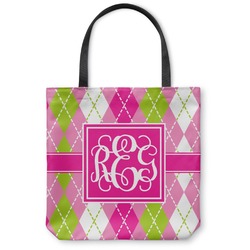 Pink & Green Argyle Canvas Tote Bag - Large - 18"x18" (Personalized)