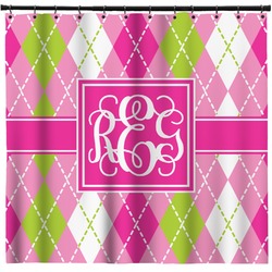 Pink & Green Argyle Shower Curtain - 71" x 74" (Personalized)