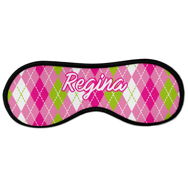 Custom Pink & Green Argyle Sleeping Eye Masks - Large (Personalized)