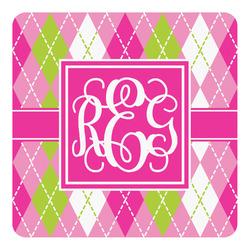 Pink & Green Argyle Square Decal - Large (Personalized)