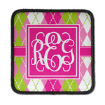 Pink & Green Argyle Iron On Square Patch w/ Monogram