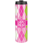 Pink & Green Argyle Stainless Steel Skinny Tumbler - 20 oz (Personalized)