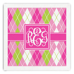 Pink & Green Argyle Paper Dinner Napkins (Personalized)