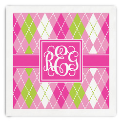 Pink & Green Argyle Paper Dinner Napkins (Personalized)