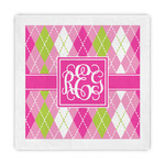 Pink & Green Argyle Decorative Paper Napkins (Personalized)