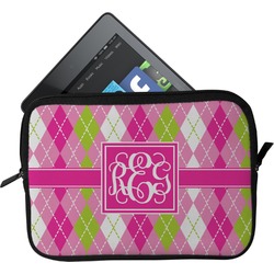 Pink & Green Argyle Tablet Case / Sleeve - Small (Personalized)